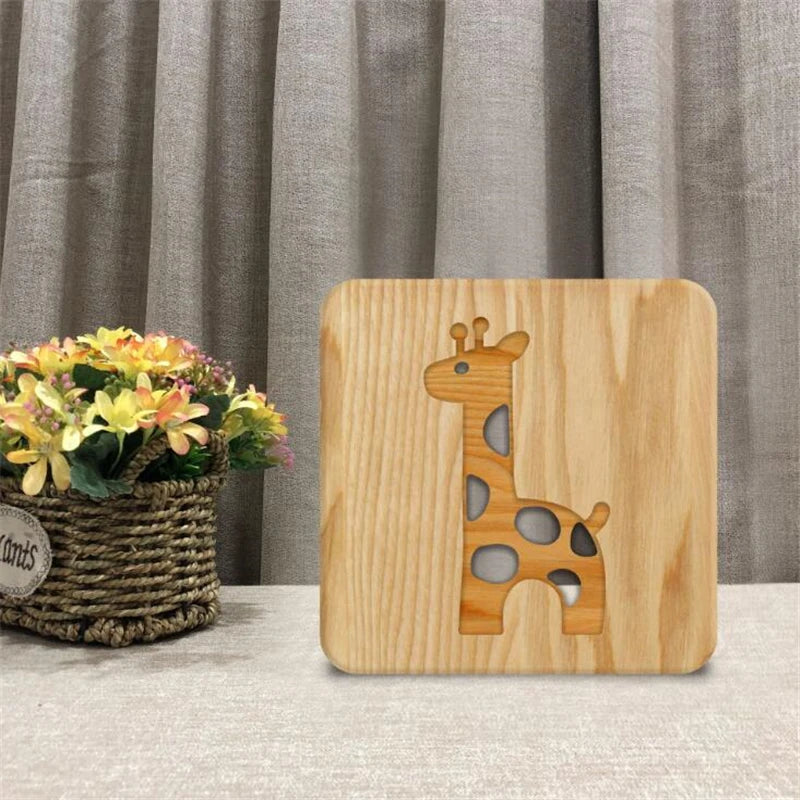 3D Wooden Giraffe Lamp