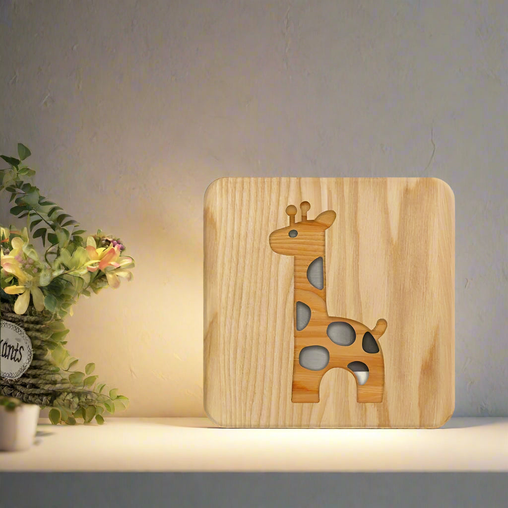 3D Wooden Giraffe Lamp